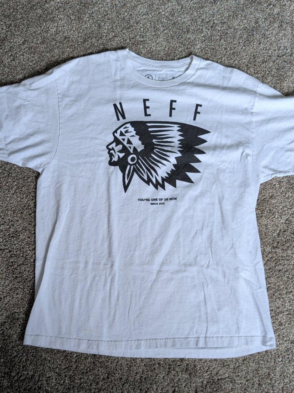 NEFF "You're One of us Now" White Size XL Indian Head Short Sleeve Streetwear